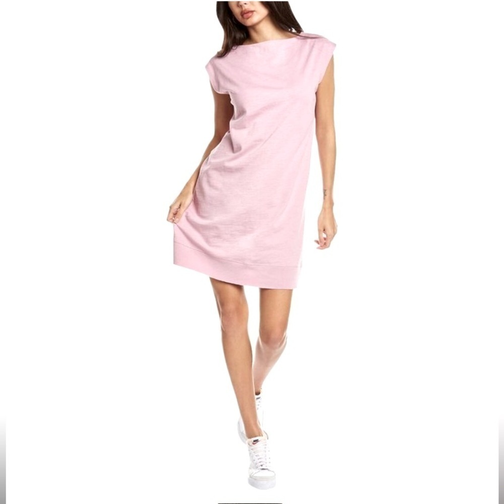 Lilla P boat neck shirt sleeve shirt dress pale pink small
